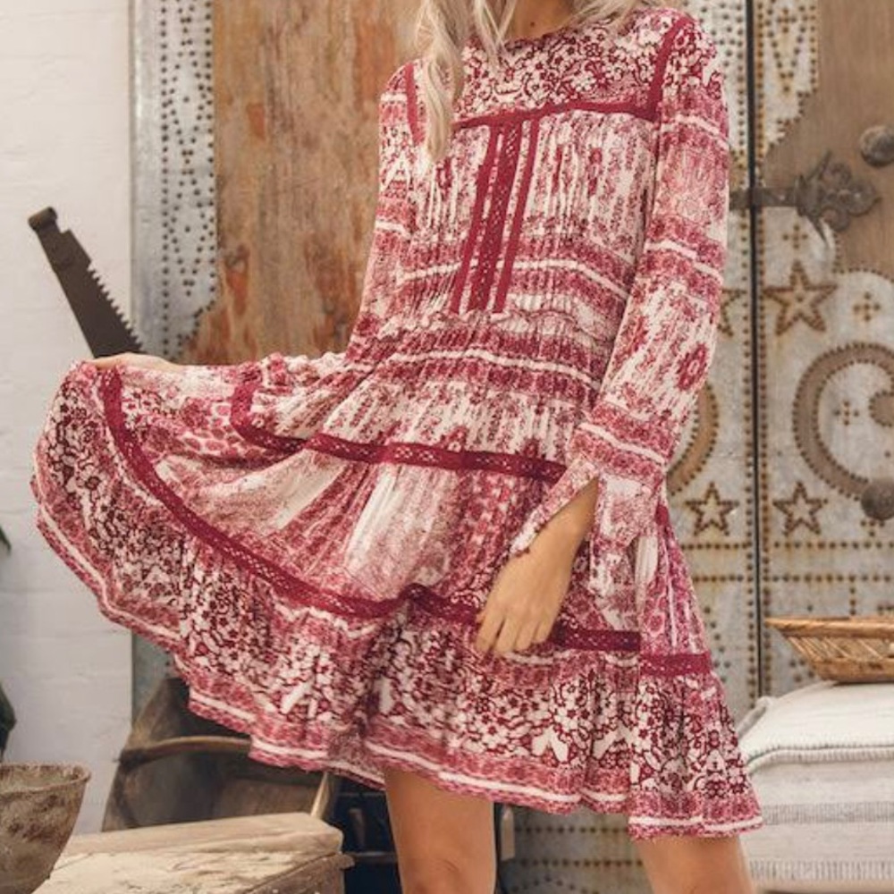 JAASE Fey Boho Mini Dress In Rhapsody Size XS